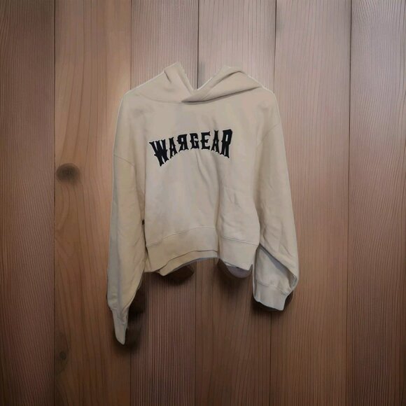 Raw Gear Womens Cropped Hoodie Embroidered Patch Logo Size Xl Cream - Picture 1 of 6